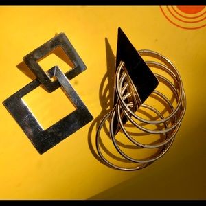 Vintage mismatched statement post earrings